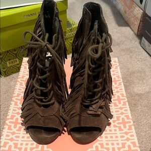 Moss green Fringe Lace-Up Women's Shoes